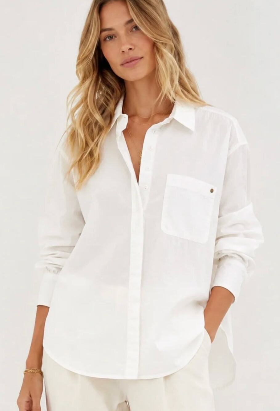 Cleobella NEW Miller Classic White Button Down Shirt, Medium